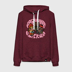 Толстовка-худи хлопковая женская Kawaii Russians, цвет: меланж-бордовый