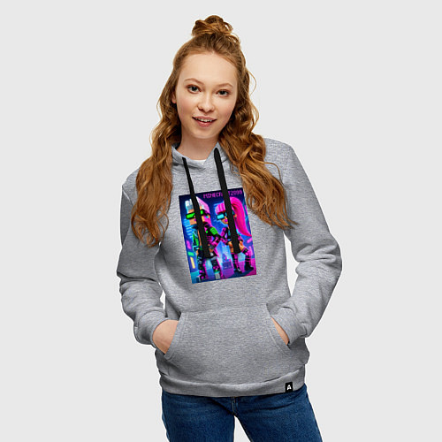 Женская толстовка-худи Barbie and Ken - Minecraft 2099 ai art collaborati / Меланж – фото 3