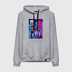 Толстовка-худи хлопковая женская Barbie and Ken - Minecraft 2099 ai art collaborati, цвет: меланж