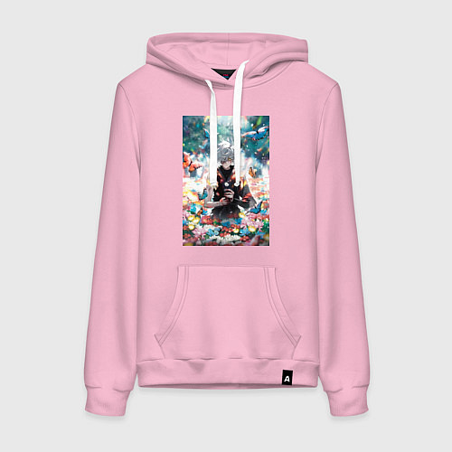 Женская толстовка-худи Адский рай Габимару цветы / Светло-розовый – фото 1