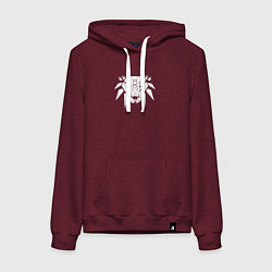 Толстовка-худи хлопковая женская Знак школы медведя с потертостями - Ведьмак 3, цвет: меланж-бордовый