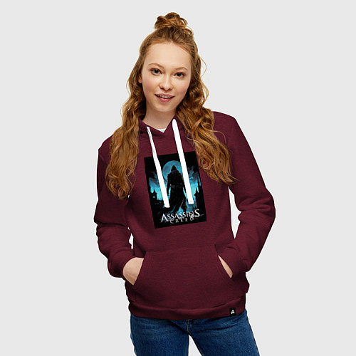 Женская толстовка-худи Assassins creed темная ночь / Меланж-бордовый – фото 3