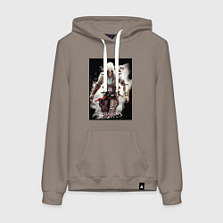 Толстовка-худи хлопковая женская Assassins creed белый туман, цвет: утренний латте