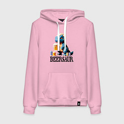 Толстовка-худи хлопковая женская Пивозавр - пиксель арт нейросеть, цвет: светло-розовый