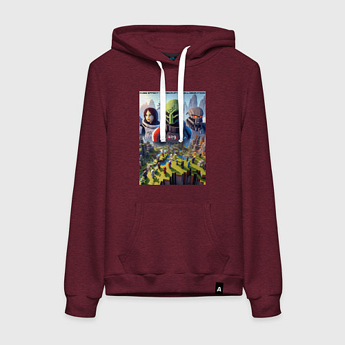 Женская толстовка-худи Масс Эффект и Майнкрафт - коллаба нейросеть / Меланж-бордовый – фото 1