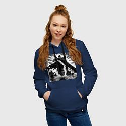 Толстовка-худи хлопковая женская Чёрный мечник Гатс, цвет: тёмно-синий — фото 2