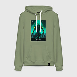Толстовка-худи хлопковая женская Евангелион Синдзи Икари, цвет: авокадо