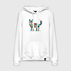 Толстовка-худи хлопковая женская Funny fox - patchwork ai art, цвет: белый