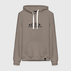 Толстовка-худи хлопковая женская Эволюция боулинга, цвет: утренний латте