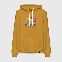 Толстовка-худи хлопковая женская Base ball, цвет: горчичный