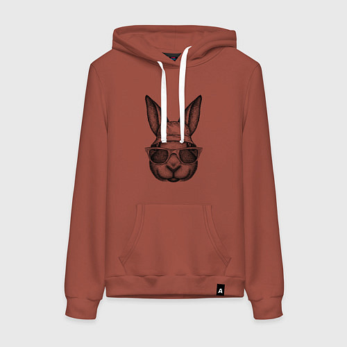 Женская толстовка-худи Зайка-хипстер / Кирпичный – фото 1