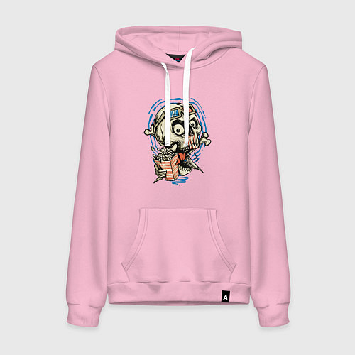 Женская толстовка-худи Череп киноман / Светло-розовый – фото 1