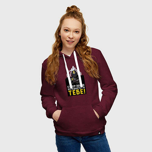 Женская толстовка-худи Helldivers 2: Суперземля / Меланж-бордовый – фото 3