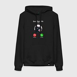 Толстовка-худи хлопковая женская Енот pedro pe is calling мем, цвет: черный