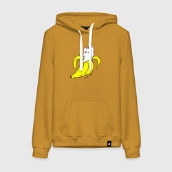 Толстовка-худи хлопковая женская Eat me colored, цвет: горчичный