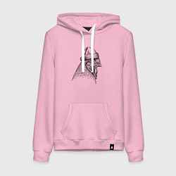 Толстовка-худи хлопковая женская Петушок в новогоднем колпаке, цвет: светло-розовый