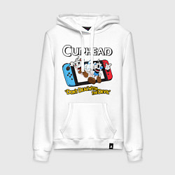 Толстовка-худи хлопковая женская Switch cuphead, цвет: белый