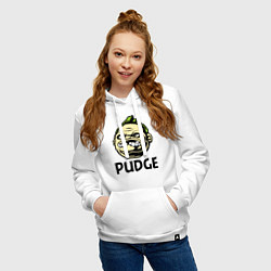 Толстовка-худи хлопковая женская Pudge Face, цвет: белый — фото 2