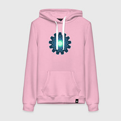 Толстовка-худи хлопковая женская Шестеренки друг в друге, цвет: светло-розовый