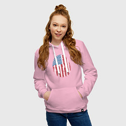 Толстовка-худи хлопковая женская Отпечаток США, цвет: светло-розовый — фото 2