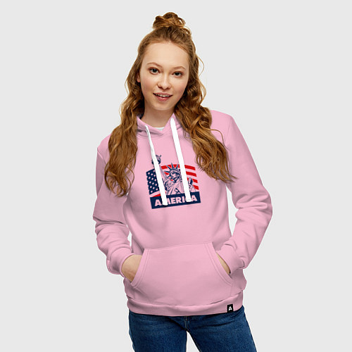 Женская толстовка-худи Free America / Светло-розовый – фото 3