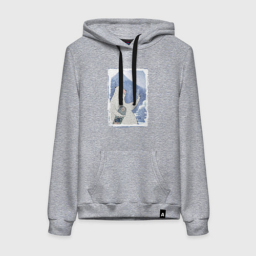 Женская толстовка-худи Зимние медвежьи селфи / Меланж – фото 1