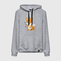 Толстовка-худи хлопковая женская Лисёнок лучник, цвет: меланж