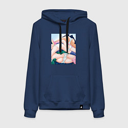 Толстовка-худи хлопковая женская Senpai секси, цвет: тёмно-синий