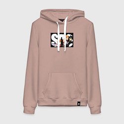 Толстовка-худи хлопковая женская Кадзуто Киригая Игрок-одиночка, цвет: пыльно-розовый