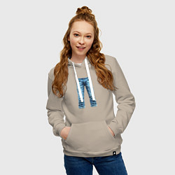 Толстовка-худи хлопковая женская Джинсы штаны jeans, цвет: миндальный — фото 2