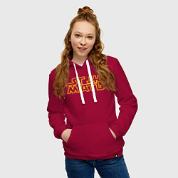 Толстовка-худи хлопковая женская Я ж мать, цвет: маджента — фото 2