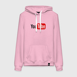 Толстовка-худи хлопковая женская You tube logo, цвет: светло-розовый