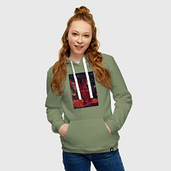 Толстовка-худи хлопковая женская Лянь Се Чэн Хуа под кровавым дождем, цвет: авокадо — фото 2