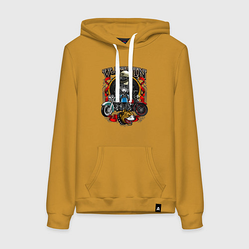 Женская толстовка-худи V-twin / Горчичный – фото 1