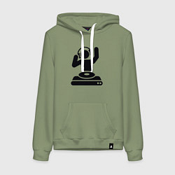 Толстовка-худи хлопковая женская Dj party, цвет: авокадо