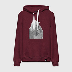Толстовка-худи хлопковая женская Очень приятно Бог Томоэ, цвет: меланж-бордовый