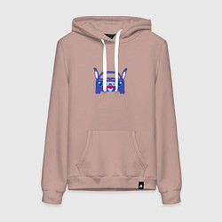 Толстовка-худи хлопковая женская Кролик-заяц машина, цвет: пыльно-розовый