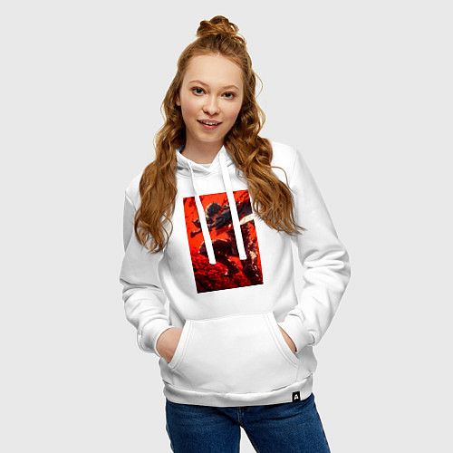 Женская толстовка-худи Берсерк Гатс Чёрный мечник проклятый / Белый – фото 3
