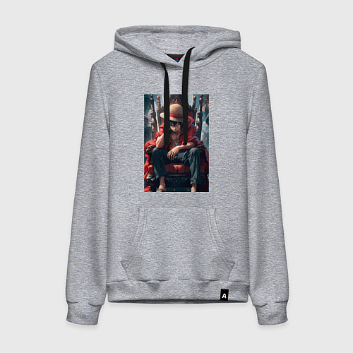 Женская толстовка-худи Ван-Пис Луффи Монки Д король пиратов / Меланж – фото 1