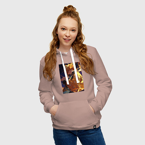 Женская толстовка-худи Клинок, рассекающий демонов Дзэнъицу Агацума охотн / Пыльно-розовый – фото 3