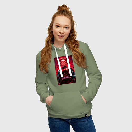 Женская толстовка-худи Клинок, рассекающий демонов Тандзиро Камадо охотни / Авокадо – фото 3