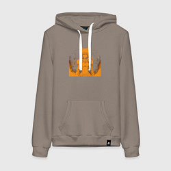 Толстовка-худи хлопковая женская Киберпанк анимэ, цвет: утренний латте