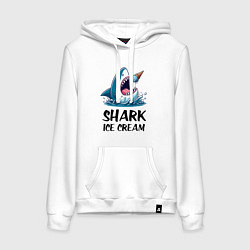 Толстовка-худи хлопковая женская Shark ice cream - ai art, цвет: белый