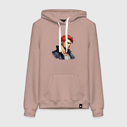 Толстовка-худи хлопковая женская Красный герой, цвет: пыльно-розовый