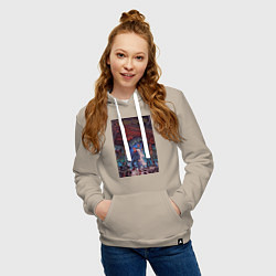 Толстовка-худи хлопковая женская Магическая битва Юдзи Итадори Сукуна Рёмэн, цвет: миндальный — фото 2