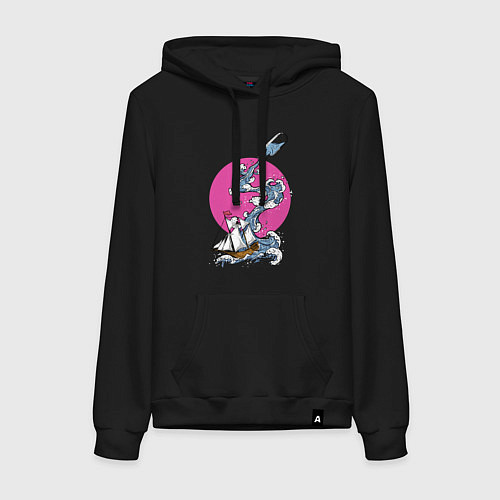 Женская толстовка-худи Море из бутылки / Черный – фото 1