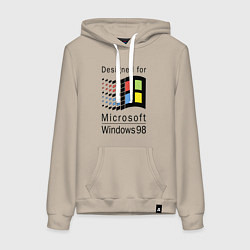 Толстовка-худи хлопковая женская Разработанный для windows 98, цвет: миндальный