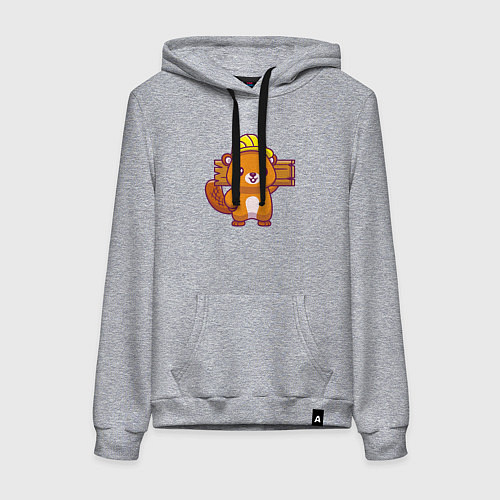 Женская толстовка-худи Бобёр на стройке / Меланж – фото 1