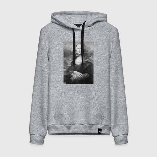 Женская толстовка-худи Черная-белая Мона Лиза с глюками / Меланж – фото 1