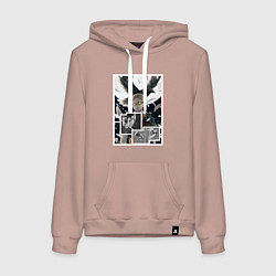 Толстовка-худи хлопковая женская Цукишима: Волейбол - Haikyuu, цвет: пыльно-розовый